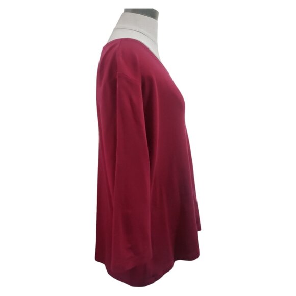 CT1813 L.L. Bean 3/4 Sleeve V-neck Cotton Tee 1X - Picture 2 of 3